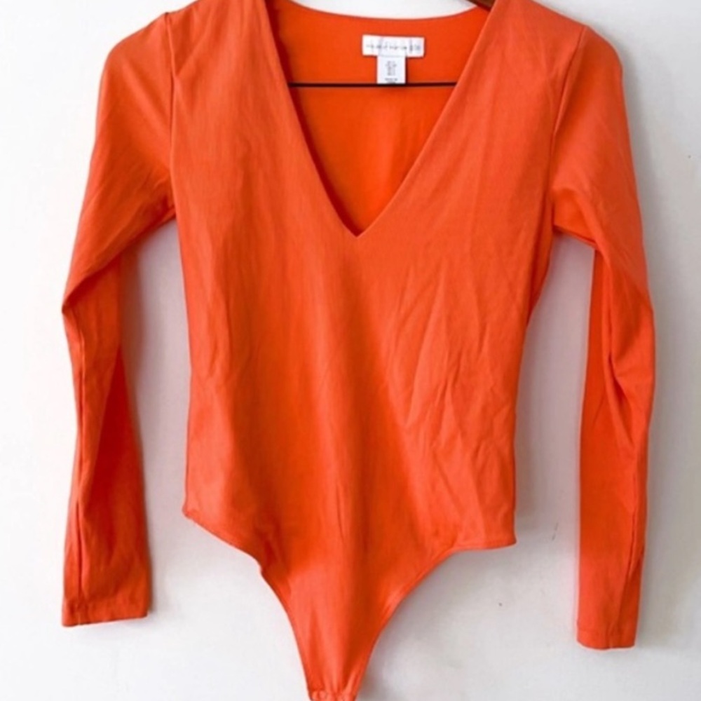 House Of Harlow large Enhancing Essentials Bodysuit Ribbed V-Neck Orange